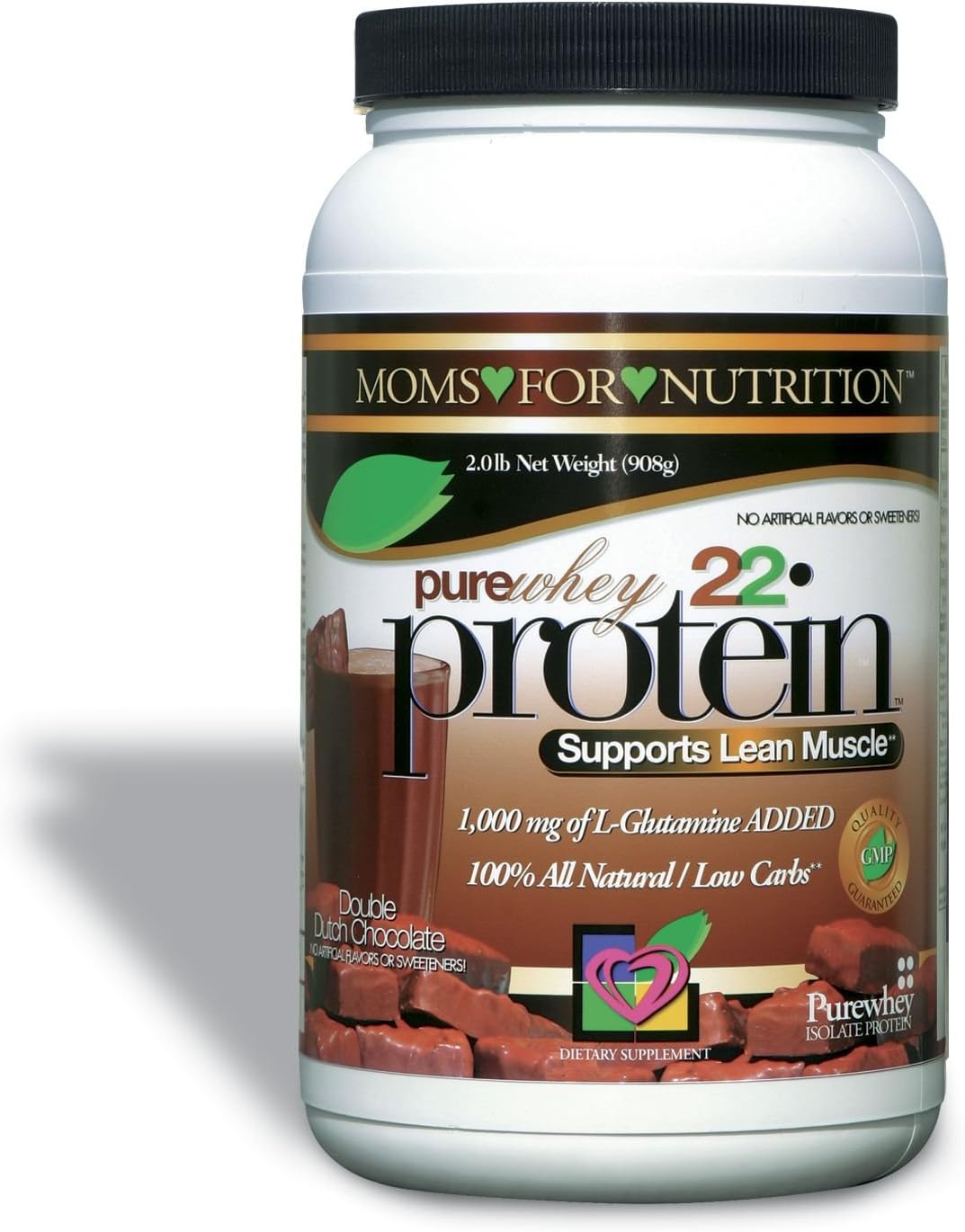 Pure Whey Protein Chocolate Shake Flavor by Moms for Nutrition - Low Fat Low Calorie High Protein Nothing Artificial All Natural Double Dutch Chocolate. 2 Pounds