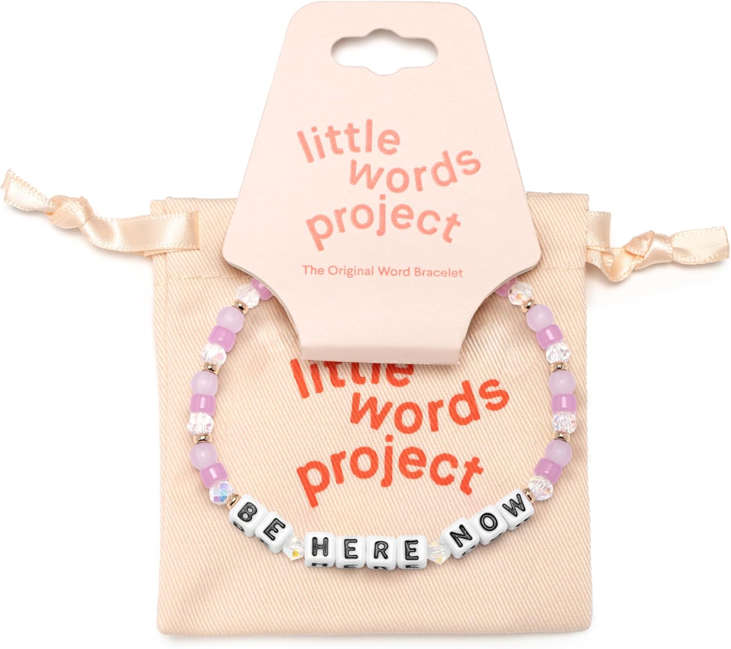 Little Words Project Be Here Now Bracelet, The Original Word Bracelet, Made with Colorful Beads and Plated Brass Hardware, Handcrafted Design & Positive Message, Size XS