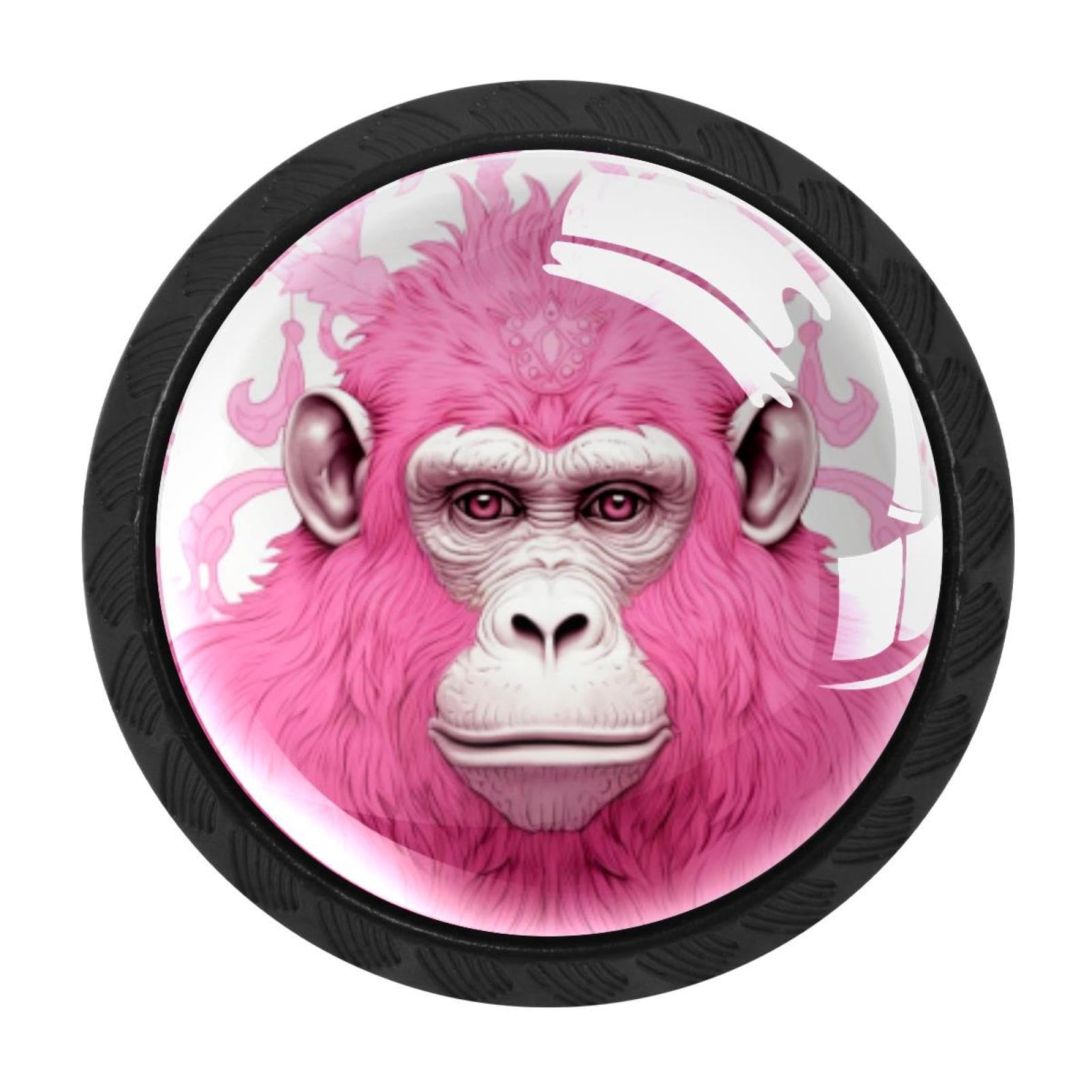 Chenzzzz Multicolored 09 4 Pack Black Pink Monkey Orangutan Cabinet Pulls With Screws, Kitchen Cabinet Knobs Hardware