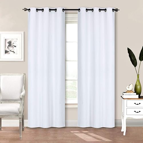Home Collection - Juego de 2 cortinas opacas largas y cortas de color liso 100% blackout con ojales y bolsillo para cortinero de cocina, comedor,