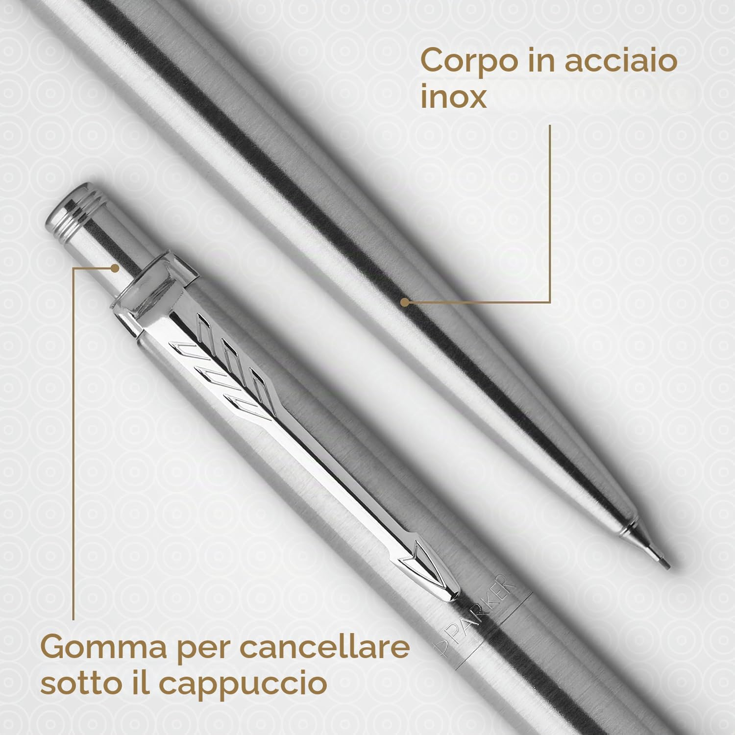 Parker Jotter Duo - Set regalo con penna a sfera e penna meccanica (0,5 mm), in acciaio inox con finiture cromate, confezione regalo con sacchetto regalo di marca, ricarica inchiostro blu