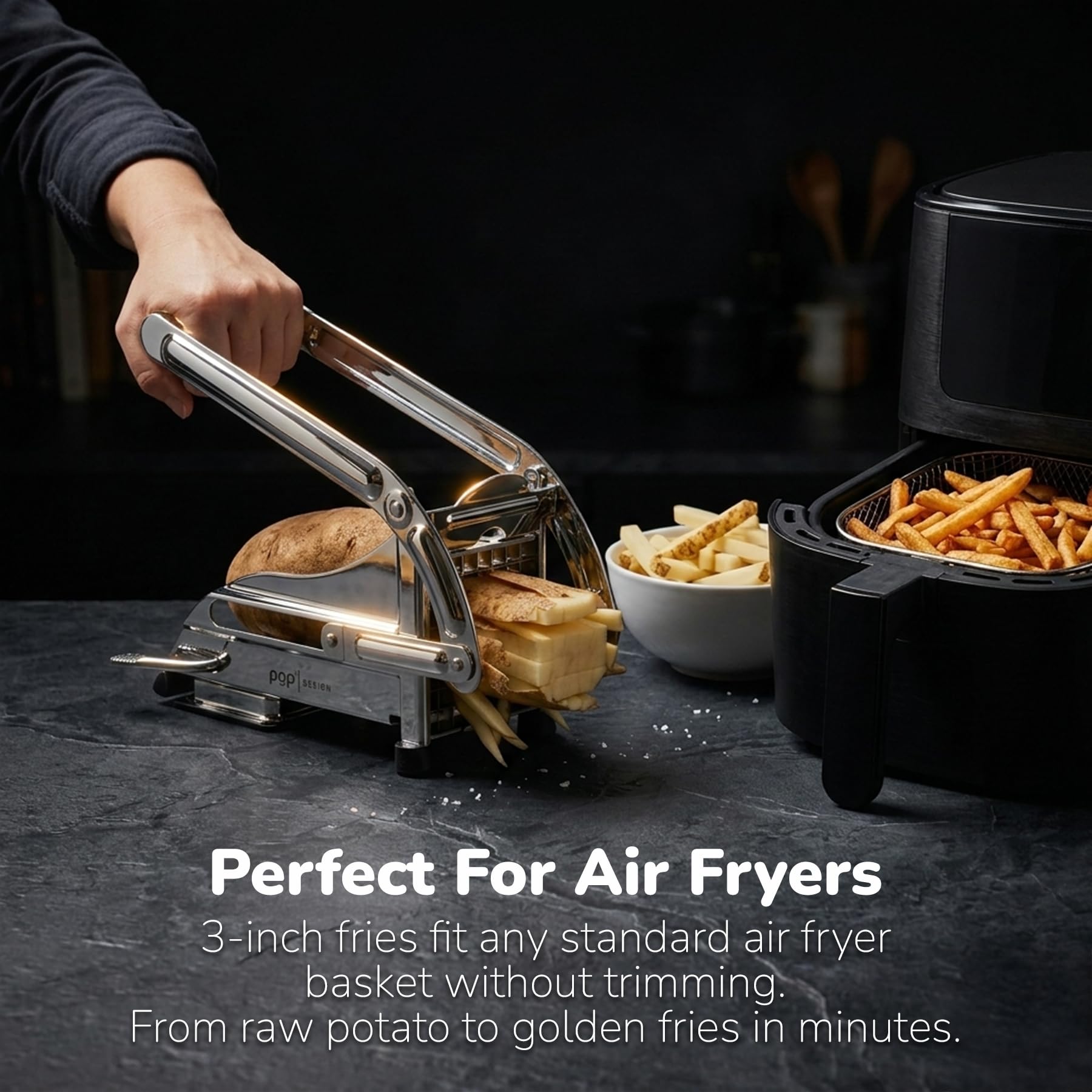 Amazon | フライドポテトカッター、食器洗い機対応ステンレススチール