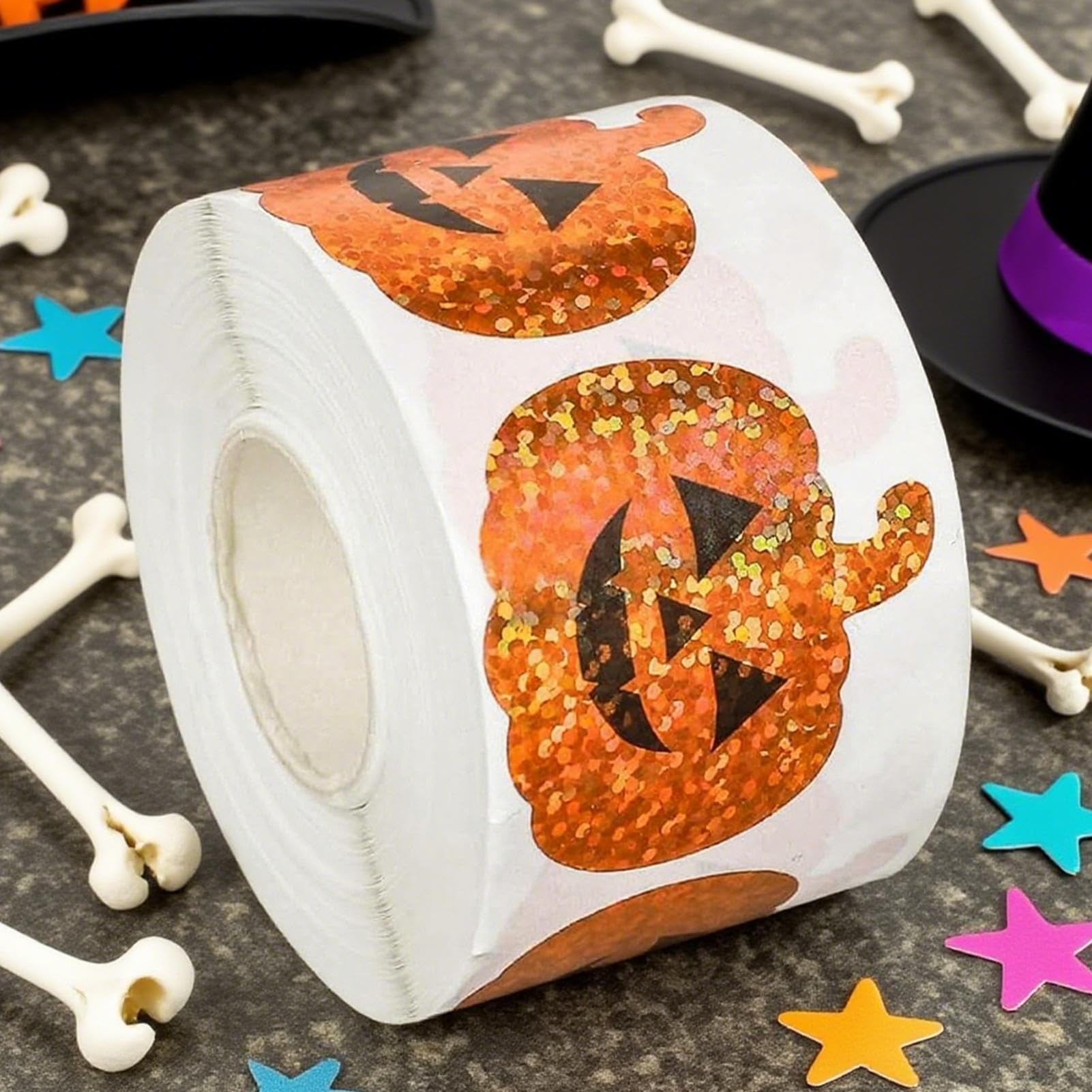 Naklejki Halloween Dla Dzieci Halloween Naklejki w Rolce z Dynią | 500 Sztuk Materialow Plastycznych Na Halloween Dla Dzieci I Mlodziezy Do Zabaw Kreatywnych Gier Klasowych Oraz Rzezbi