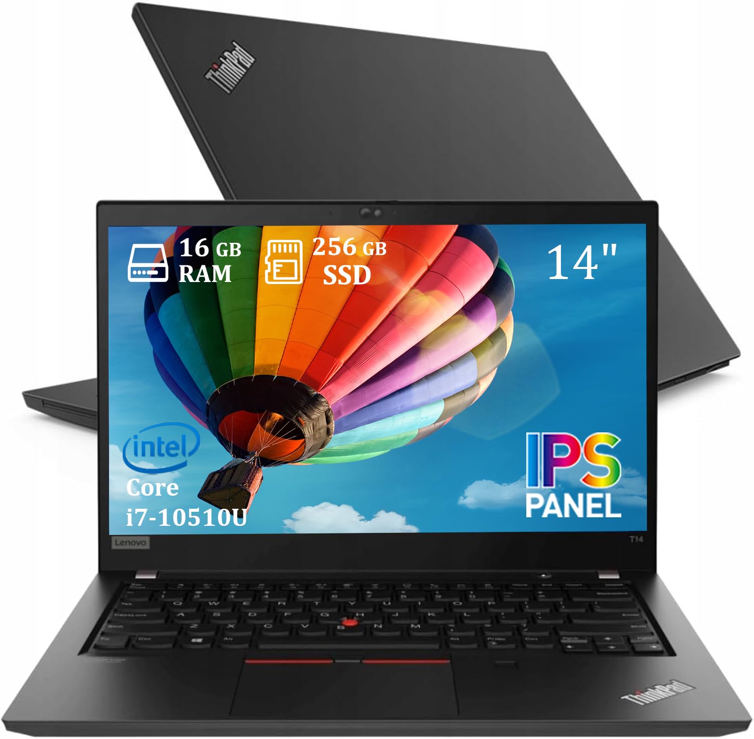 Lenovo Thinkpad T14 Gen 1 Laptop Business, 14 pollici FHD (1920x1080), Intel Core i7-10510U, 16 GB RAM, 256 GB SSD, Tastiera US QWERTY, Windows 11 Pro (Rcondizionato)