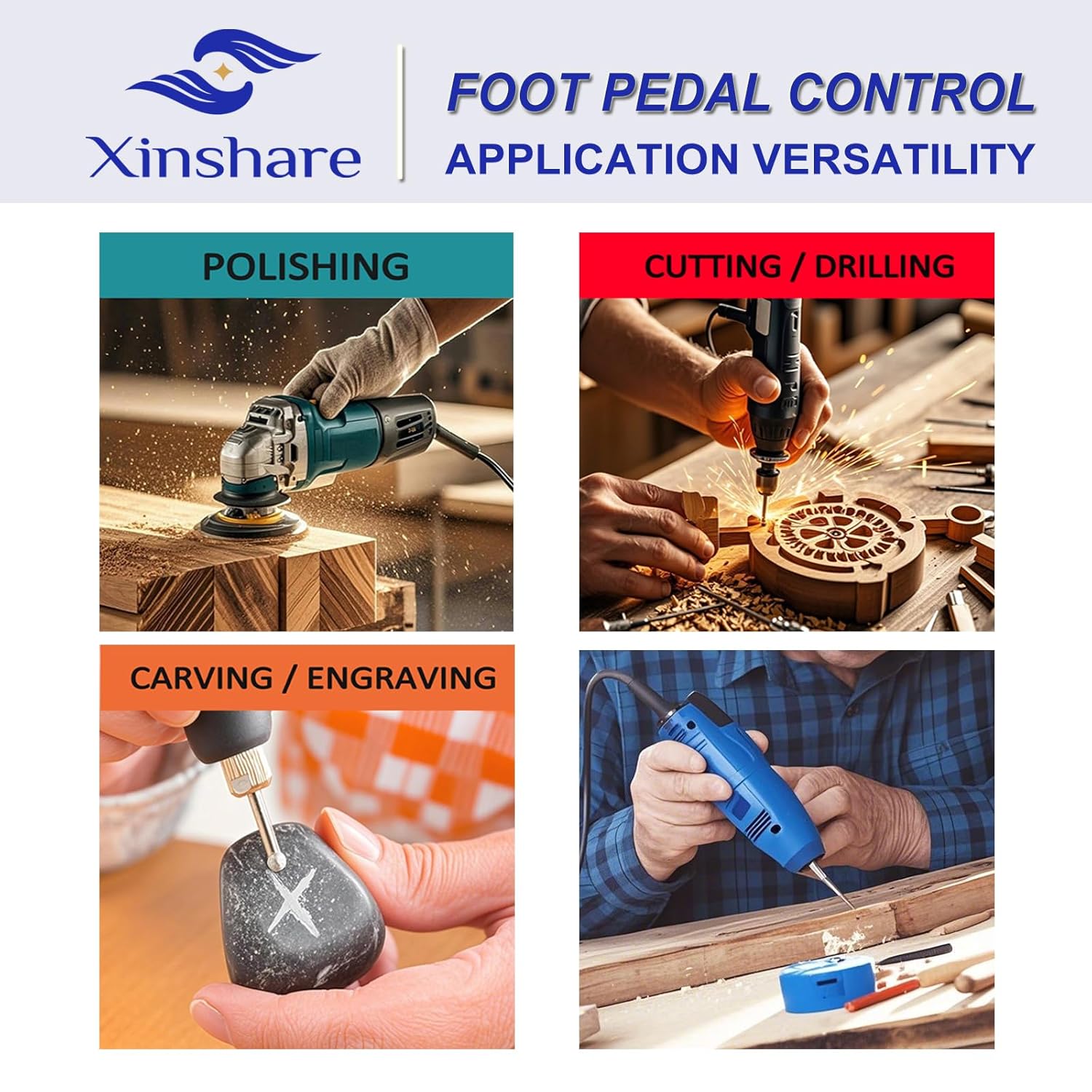 Foot Pedal Control Power Switch for Rotary Tools, Variable Speed North American Plug, Speed Control Switch for Electric Flex Shaft Motor Stationary Power Tools