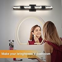 Vista 5 de Moderna lámpara LED de tocador para baño, lámpara de pared moderna de 26 pulgadas, luz blanca natural (negro)