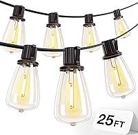 Vista 1 de addlon Tira de luces LED de 25 pies, resistente al agua con 8+1 bombillas LED inastillables (no solar), luz de patio, conectable y resistente al