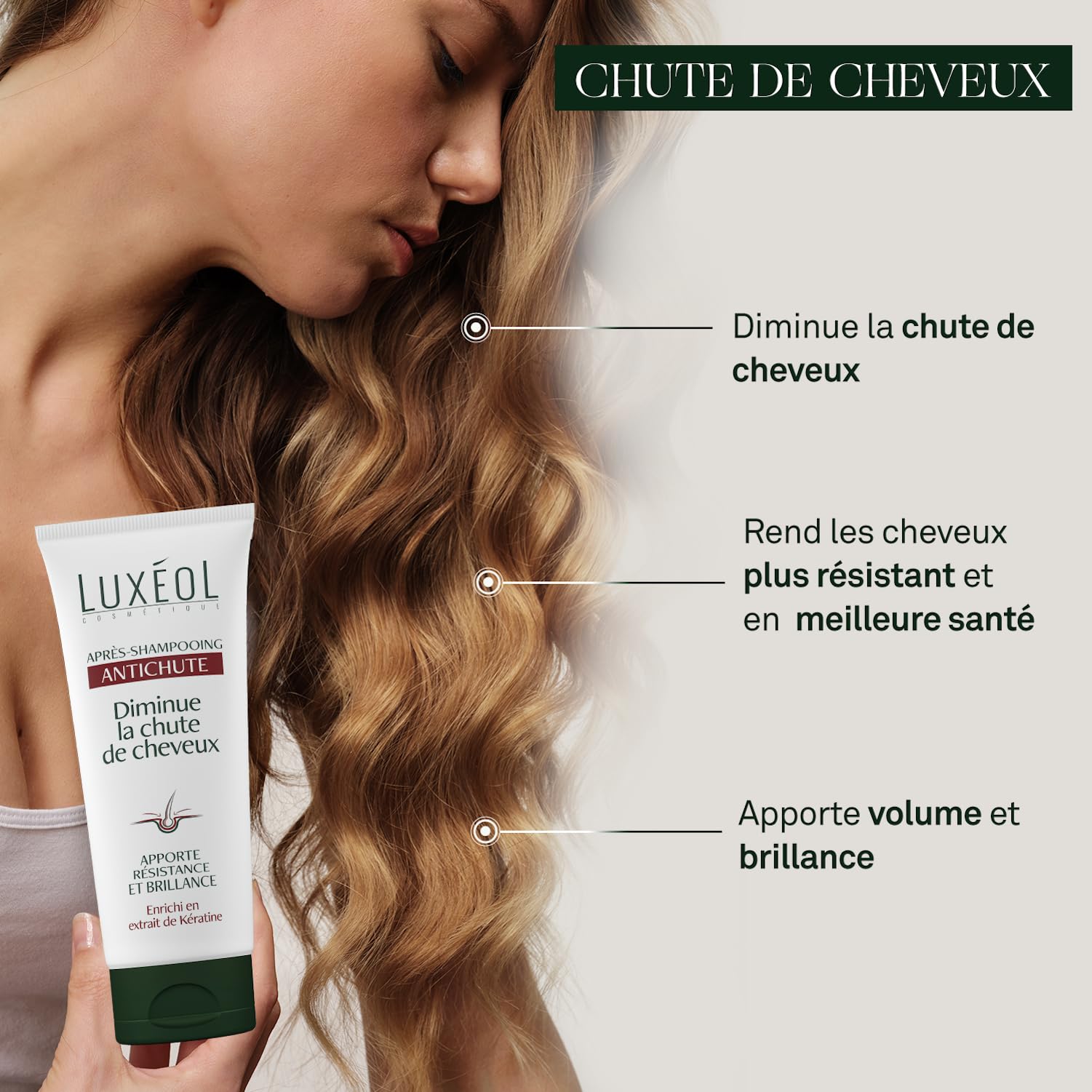 LUXEOL -44%(1) De Chute De Cheveux - Complément Alimentaire Chute De Cheveux Réactionnelle (3 Mois, 90 Gélules) + Shampooing & Après-Shampooing Antichute 200ml - Fabriqués En Europe