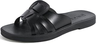 ONCAI Slides Sandalen Damen, Flache für Damen Modische Sommer Strand rutschfesten Gummisohlen Sandalen Größe EU 36-42