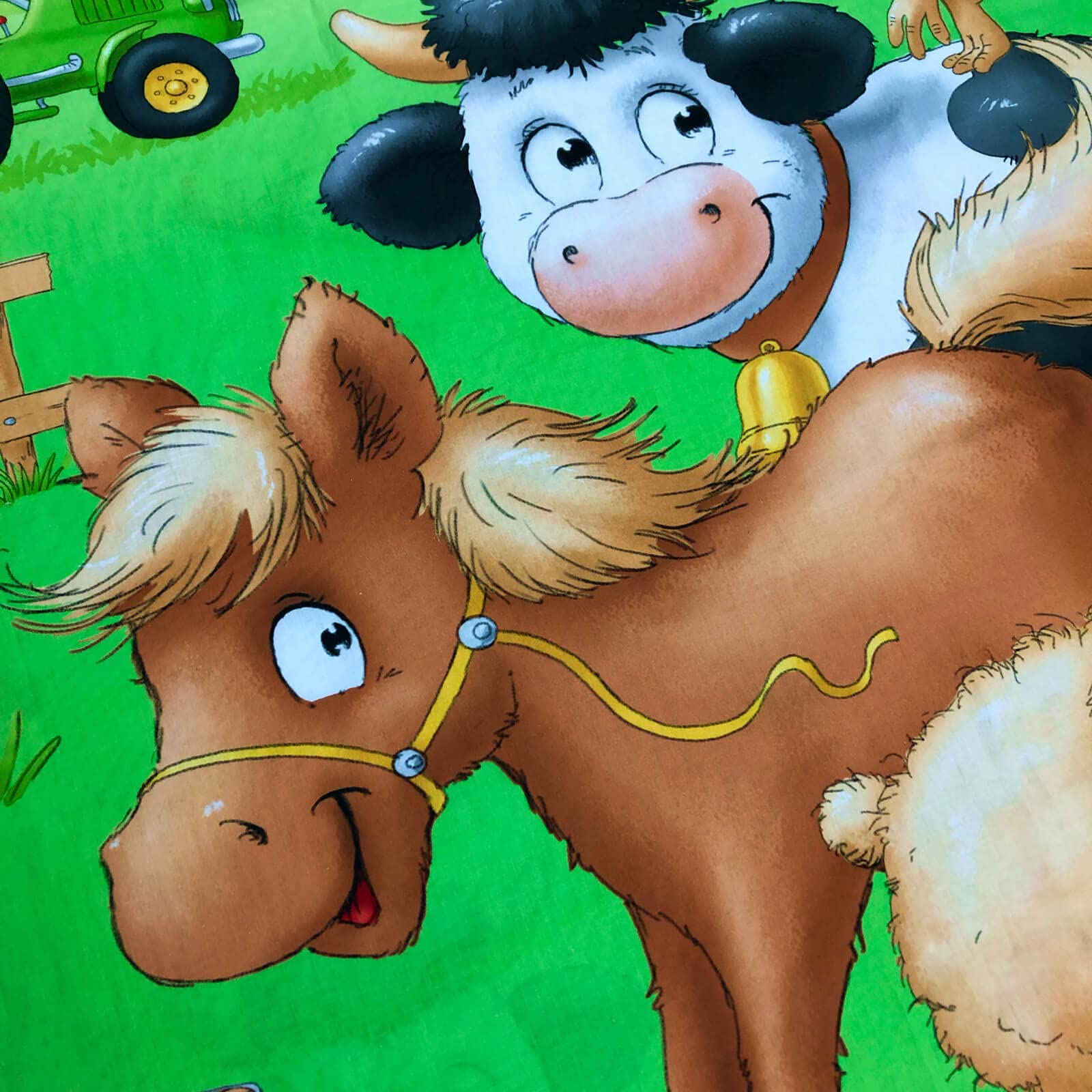 Bettwäsche Sleep and Dream Farm Tiere Pferd Kuh Traktor Huhn Hahn Schaf Katze Bunt Renforcé, Größe:135 cm x 200 cm