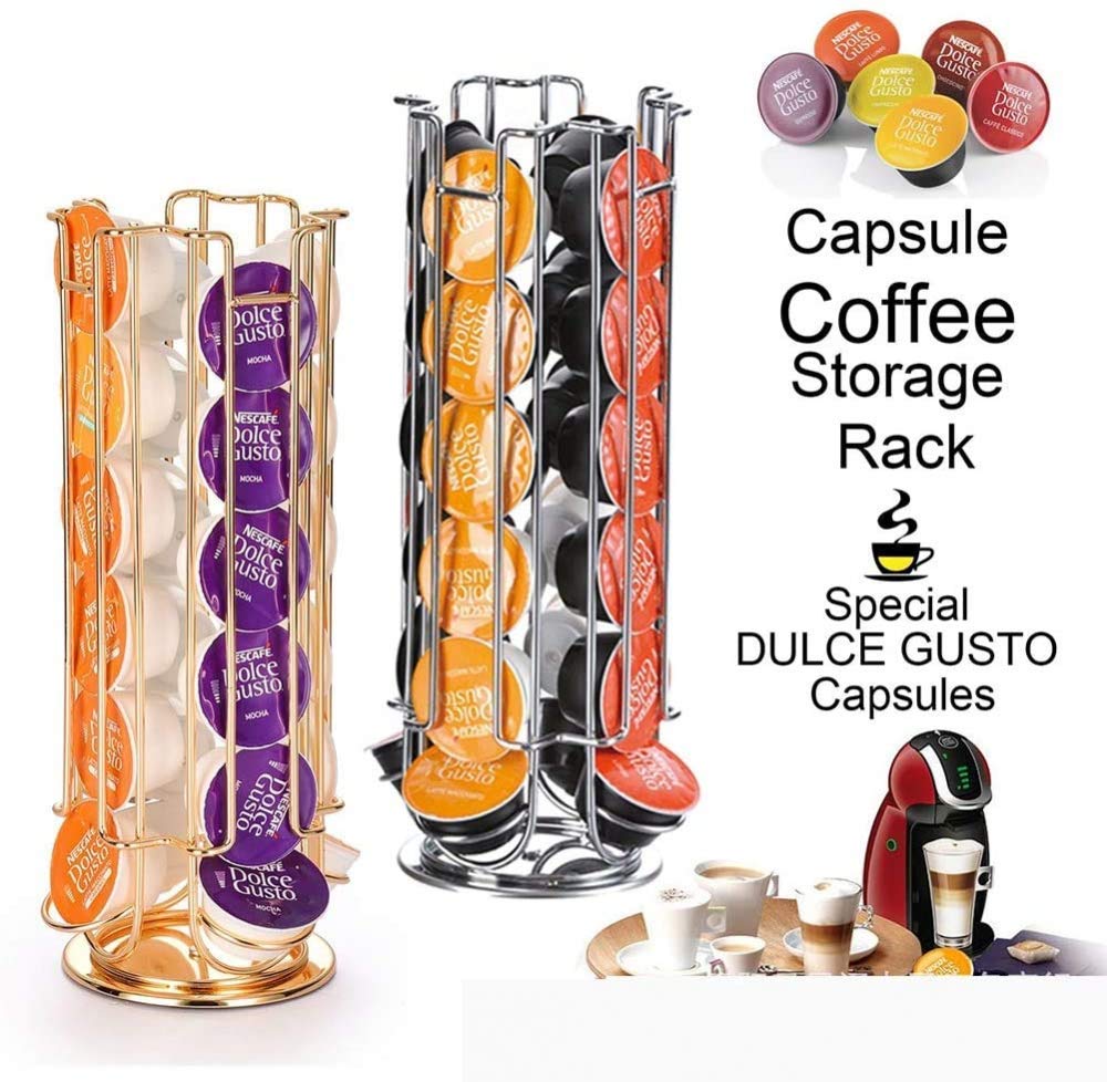 Soporte para cápsulas de café de metal de alta calidad, soporte cromado para torre, soporte para almacenamiento de cápsulas de café para cápsulas Dolce Gusto de 18 piezas,