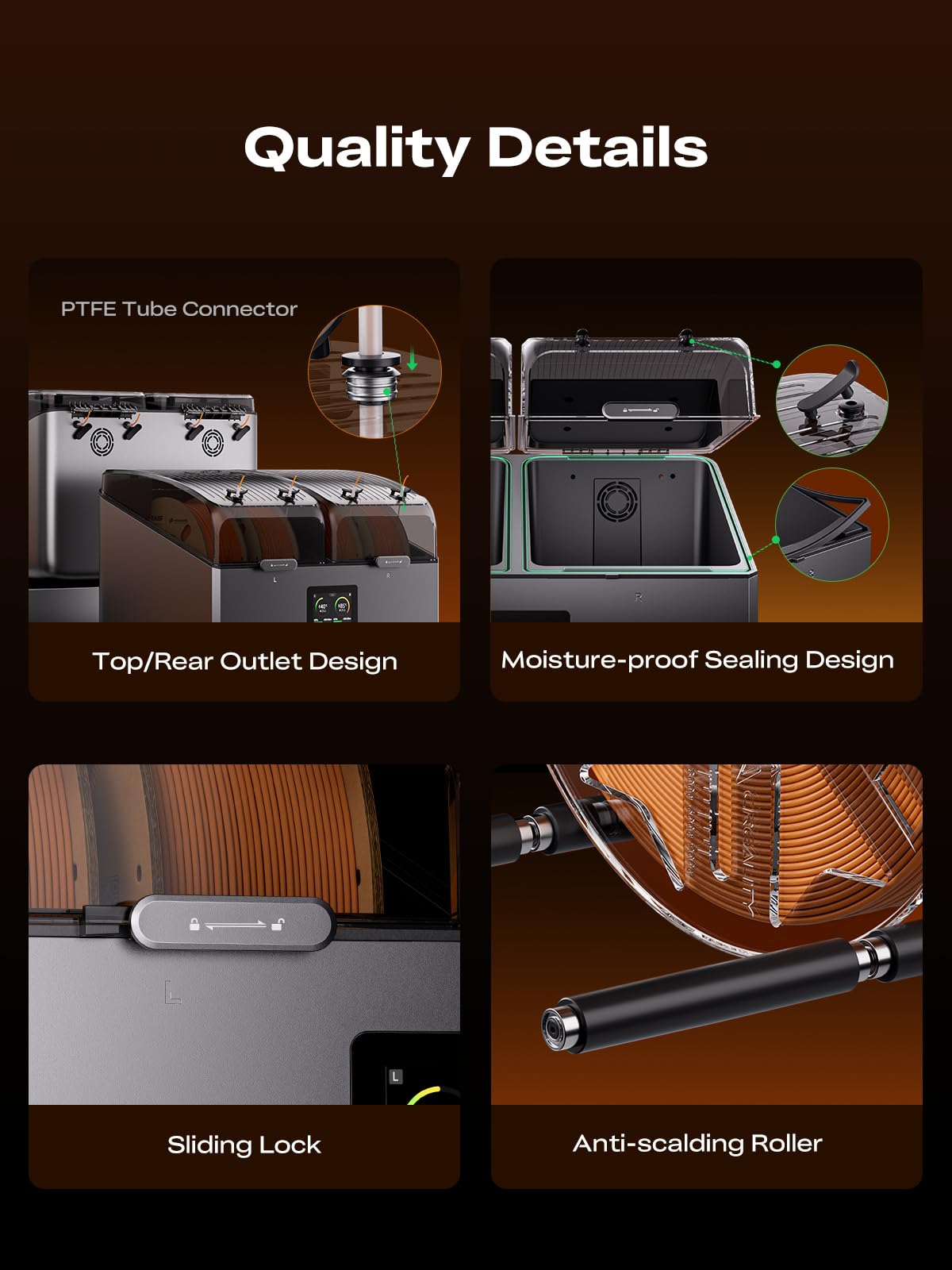 Creality Space Pi X4 suszarka filamentowa, 4 rolki filamentu do drukarki 3D, podwójna komora grzewcza do 85°C, szybkie suszenie i przechowywanie na sucho do PLA, PETG, TPU, ABS, ASA, nylonu, PVA PC
