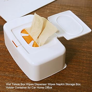 2 Pack Wet Wipes Dispenser Box, Wipes Container Holder, Napkin Storage Holder Container Box, Dustproof Toilet Tissue Paper Box with Lid, Baby Wipes Dispenser for for Bathroom, Kitchen, Office, Travel