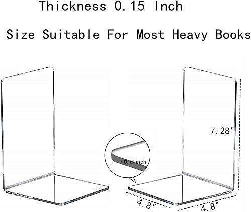 Miniatura 2 de 4 soportes negros para libros pesados, organizador de acrílico para escritorio, soporte de plástico resistente para libros y separadores invisibles