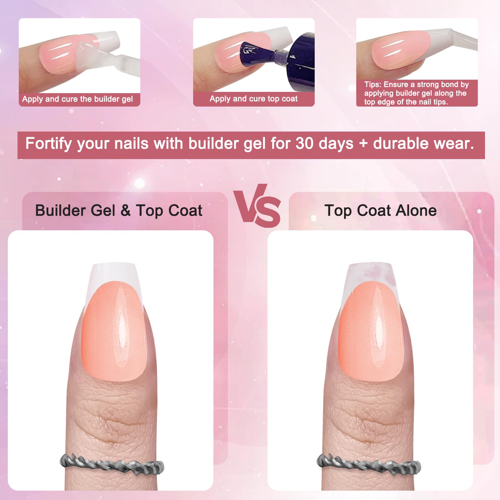 French Gel Nail Tips, 150pcs Medium Coffin Press on Soft Gel Fake Nails, 3 in 1 X-coat Pre-Applied Tip Primer & Base Coat - Image 3