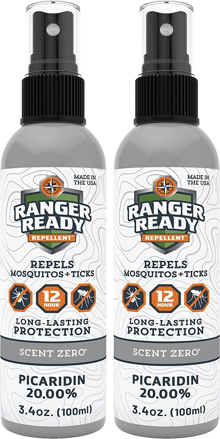 Ranger Ready Repellents Picaridin Insect Repellent Spray with Scent Zero - Mosquito Repellent and Tick Spray (3.4 oz., Pack of 2)