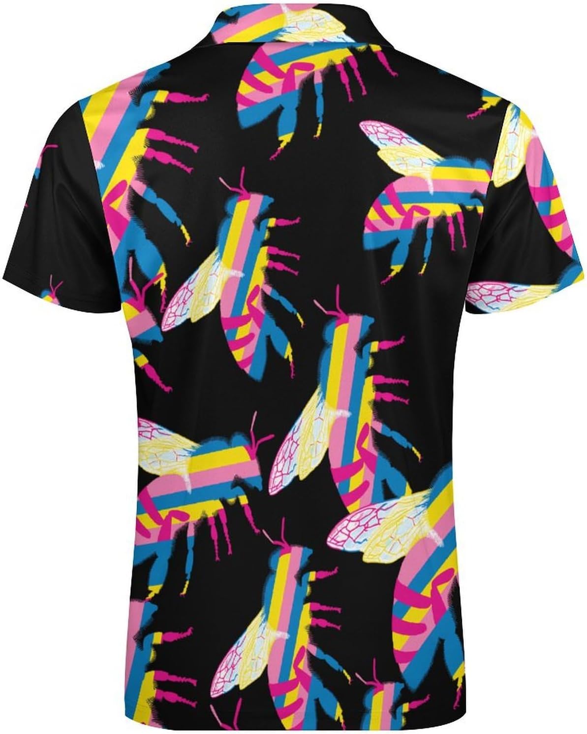Pansexual LGBT Bee Men's Polo Shirts Golf Short Sleeve Tops | Casual Workout,Golf T-Shirt,Zippered Tee,Collared,Print
