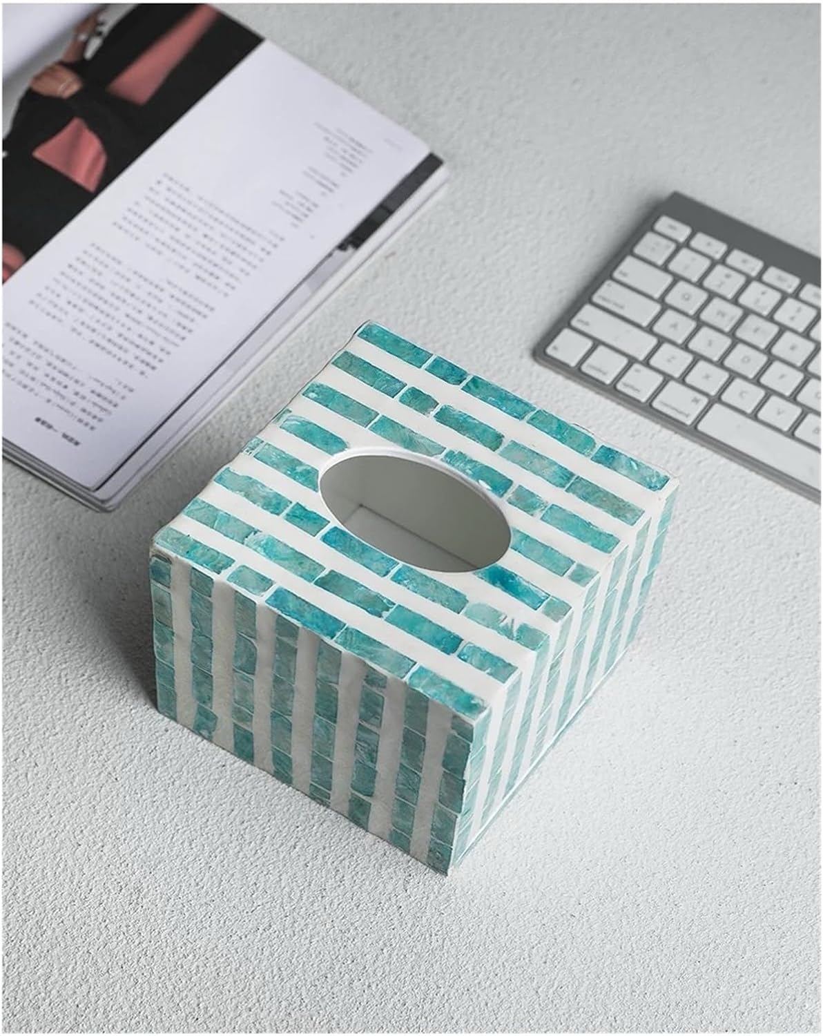 Tissue Box Holders Modern Blue Tissue Box Handmade Mosaic Decorative Napkin Holder Fun Bathroom Decor