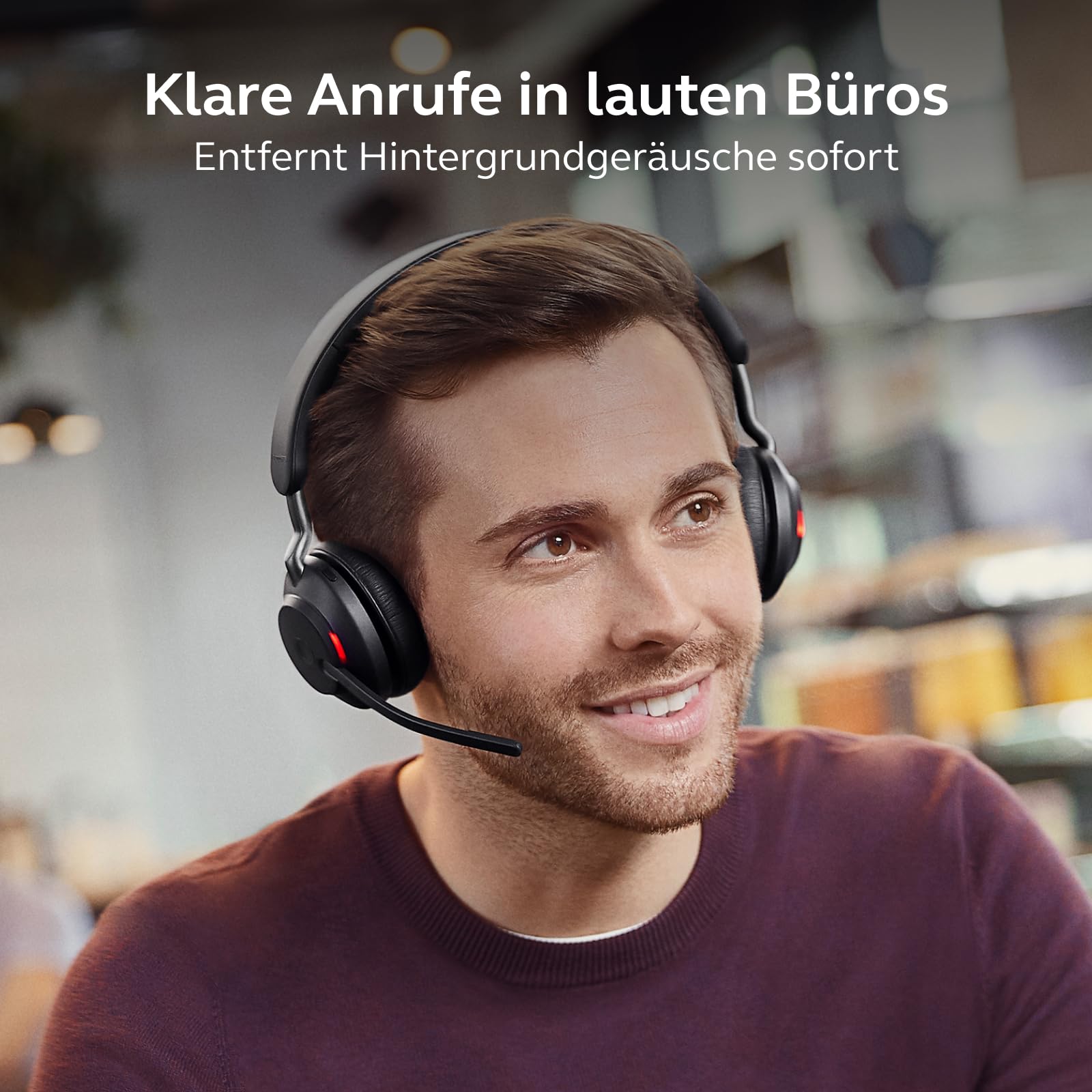 Jabra Evolve2 65 Wireless PC Headset with Charging Stand – Noise Cancelling UC Certified Stereo Headphones with Long-Lasting Battery – USB-C Bluetooth Adapter – Black