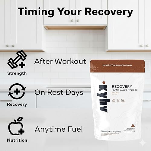 Miniatura 4 de Kyhv Nutrition Polvo de proteína a base de plantas de recuperación, sabor a chocolate, 0.71 onzas de proteína vegana completa, 0.00 oz de azúcar,