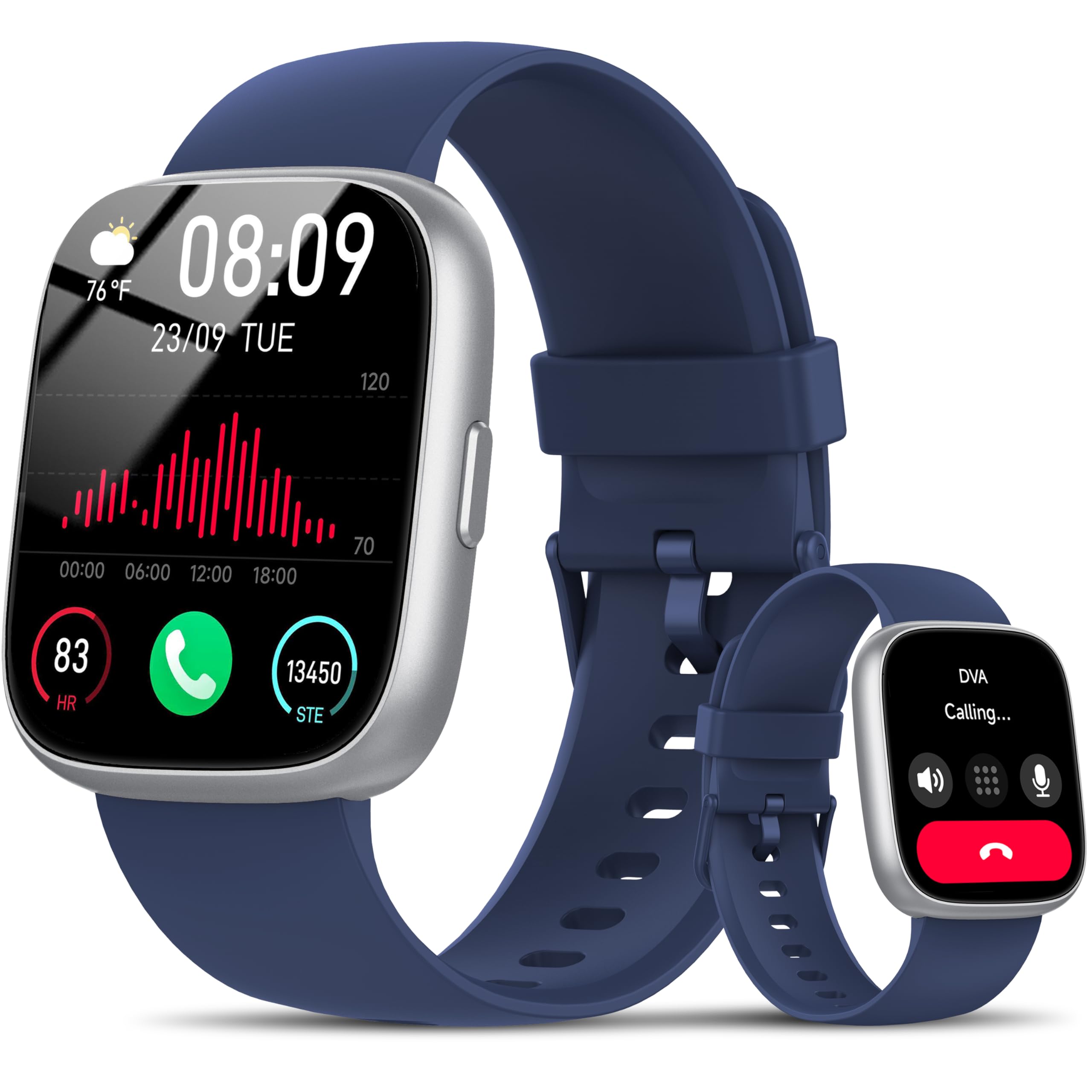 Smart Watch for Men Women with Alexa, 1.83 Inch Smartwatch with Bluetooth Calls, 120+ Sports Smart Watch with Heart Rate Monitor/Pedometer/Sleep Monitor, IP68 Activity Bracelet for Android iOS, Blue Global Recycled Standard Global Recycled Standard Global Recycled Standard