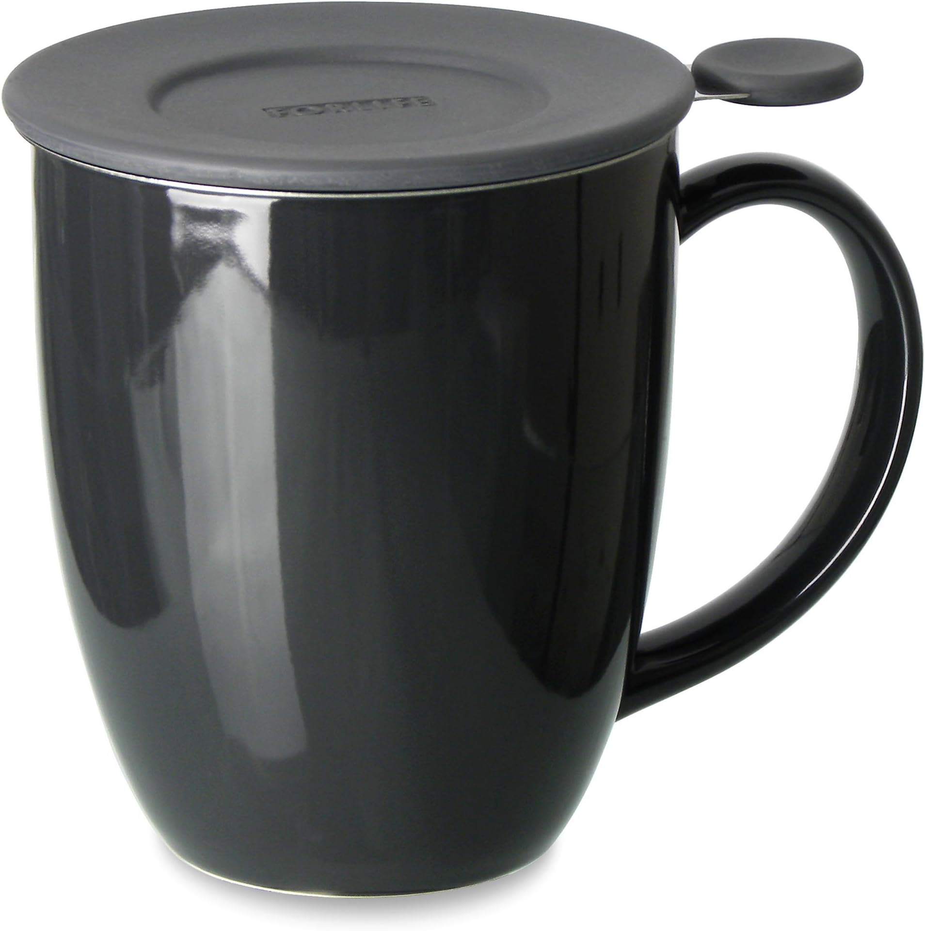 FORLIFE Uni Brew-in-Mug with Tea Infuser and Lid, 16-Ounce, Black Graphite