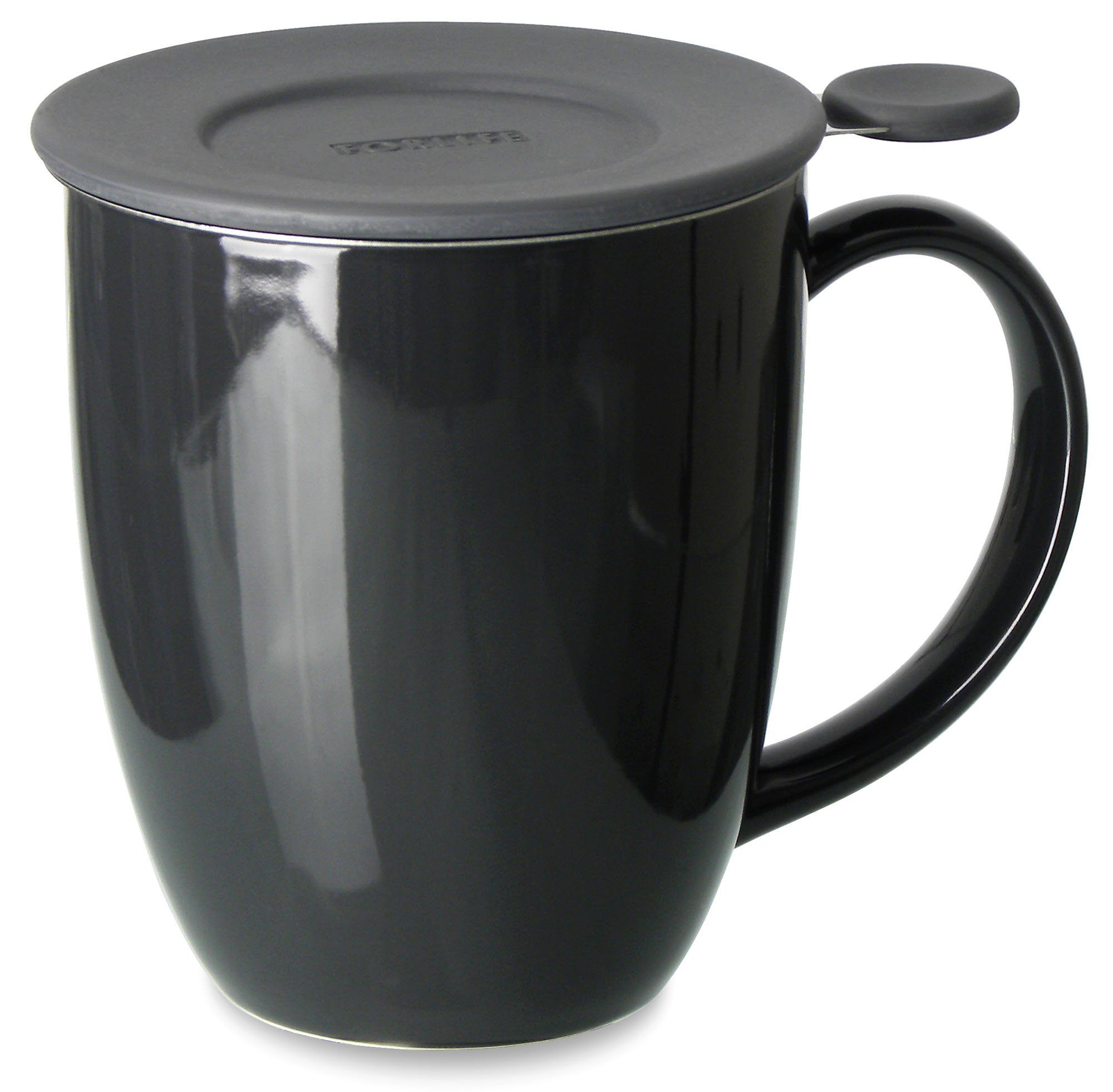 FORLIFE Uni Brew-in-Mug with Tea Infuser and Lid, 16-Ounce, Black Graphite