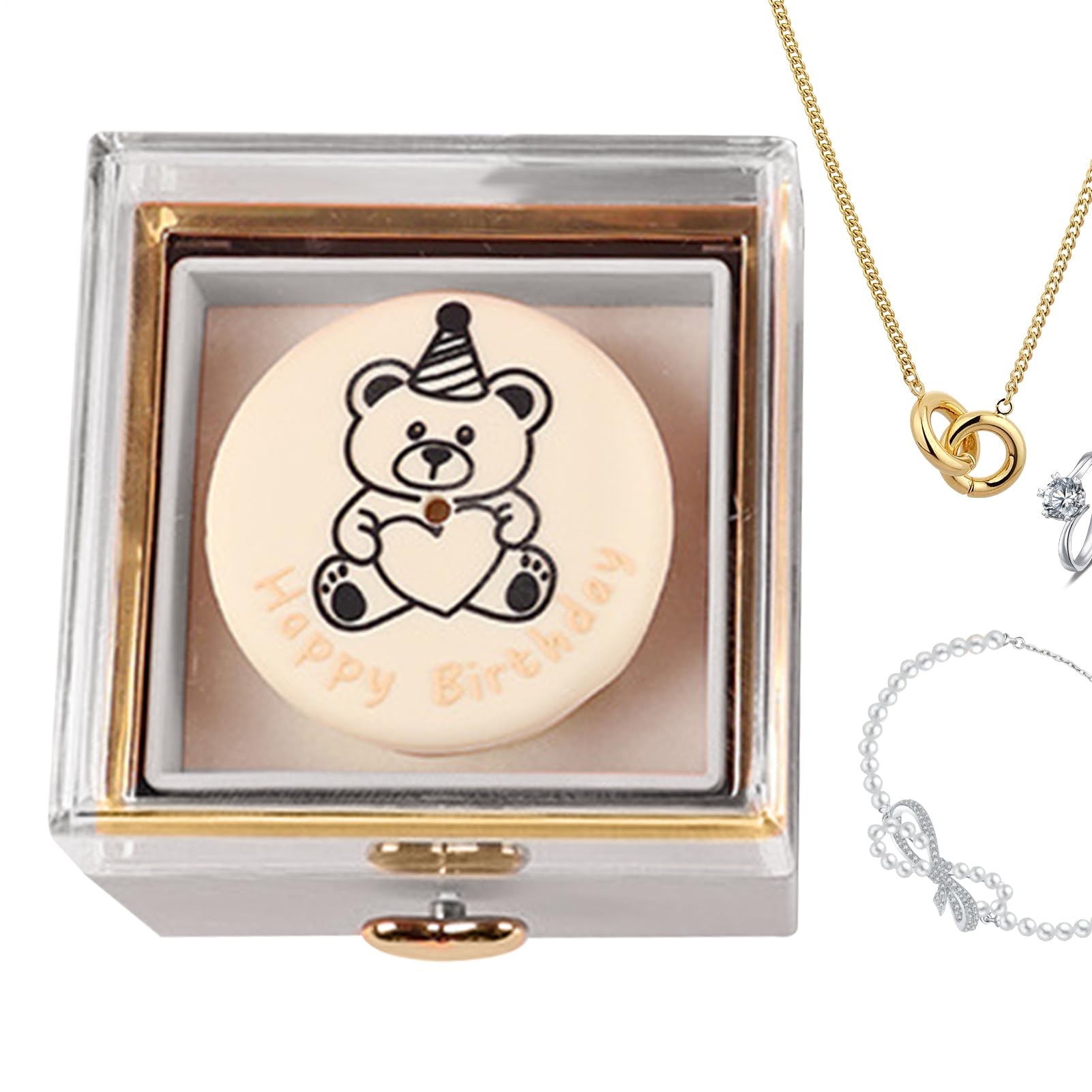 Boîte à bague ours réversible pour alliance et rangement boucles
