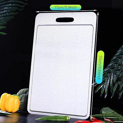 Miniatura 7 de Tabla de cortar de titanio con ranuras, tablas de cortar para cocina, tabla de cortar de titanio de doble cara de grado alimenticio para cortar