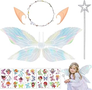 Light Up Fairy Wings Costume Set for Girls, LED Butterfly Wings Angel Wings Fairy Costume for Women Girls Halloween Costume Cosplay Dress Up