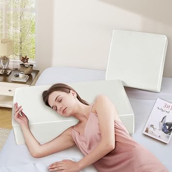 VACVELT Satin Cube Pillowcase, White 24x12x5.5 Side Sleeper