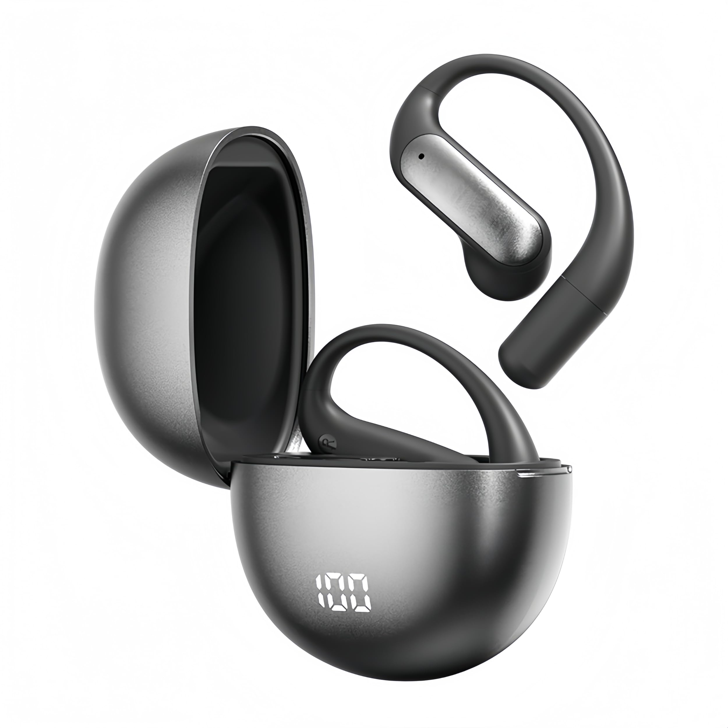 Eleganti auricolari Bluetooth over-ear da donna, auricolari aperti senza fili con 60 ore di autonomia, BT5.4, bassi da 14,2 mm, impermeabili IPX5, ganci per le orecchie sicuri per allenamenti