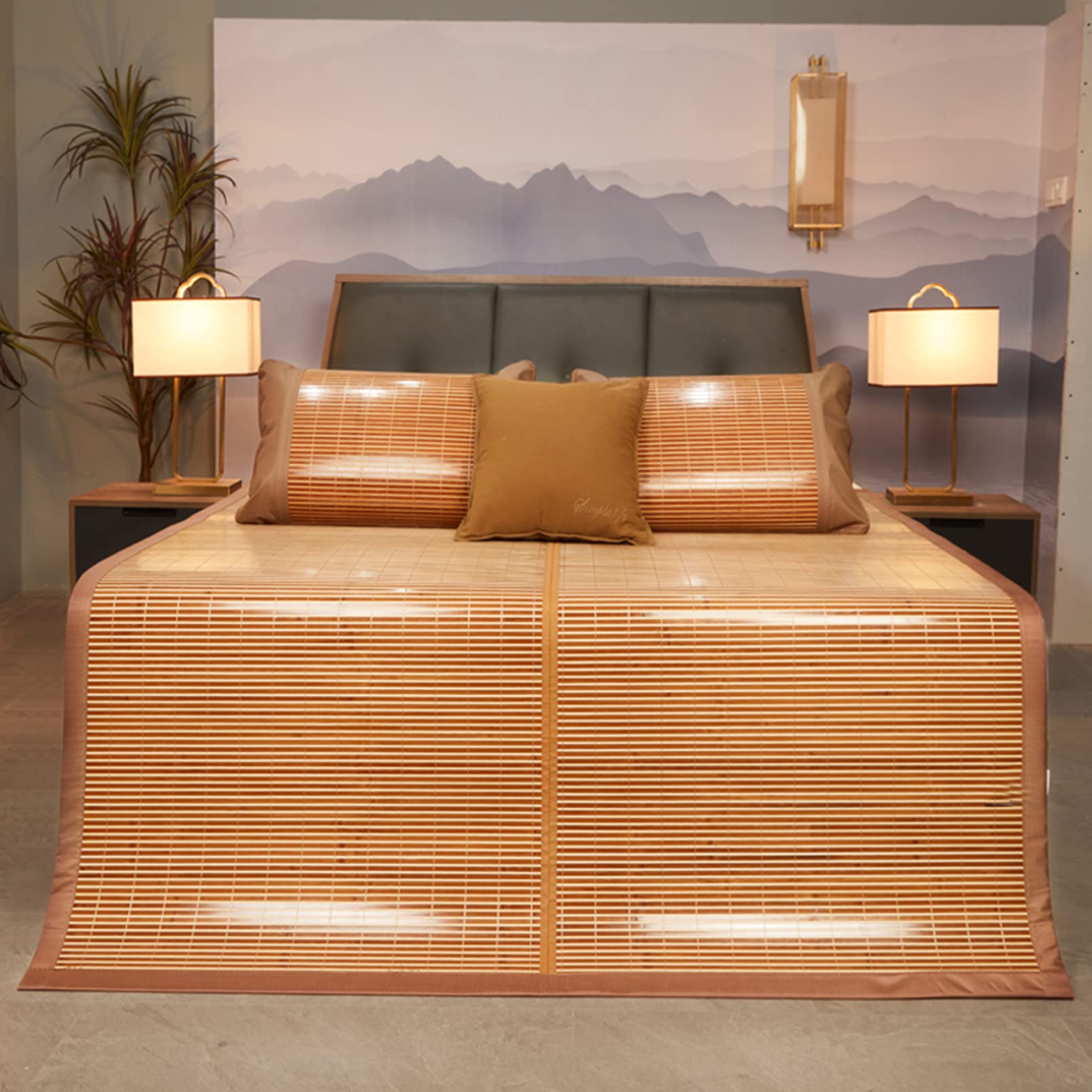 Estera de Dormir de Verano de bambú, colchón de bambú Plegable, colchón de enfriamiento, Almohadilla de Dormir de enfriamiento Natural, absorción Suave y Transpirable, para Cama Doble indivi