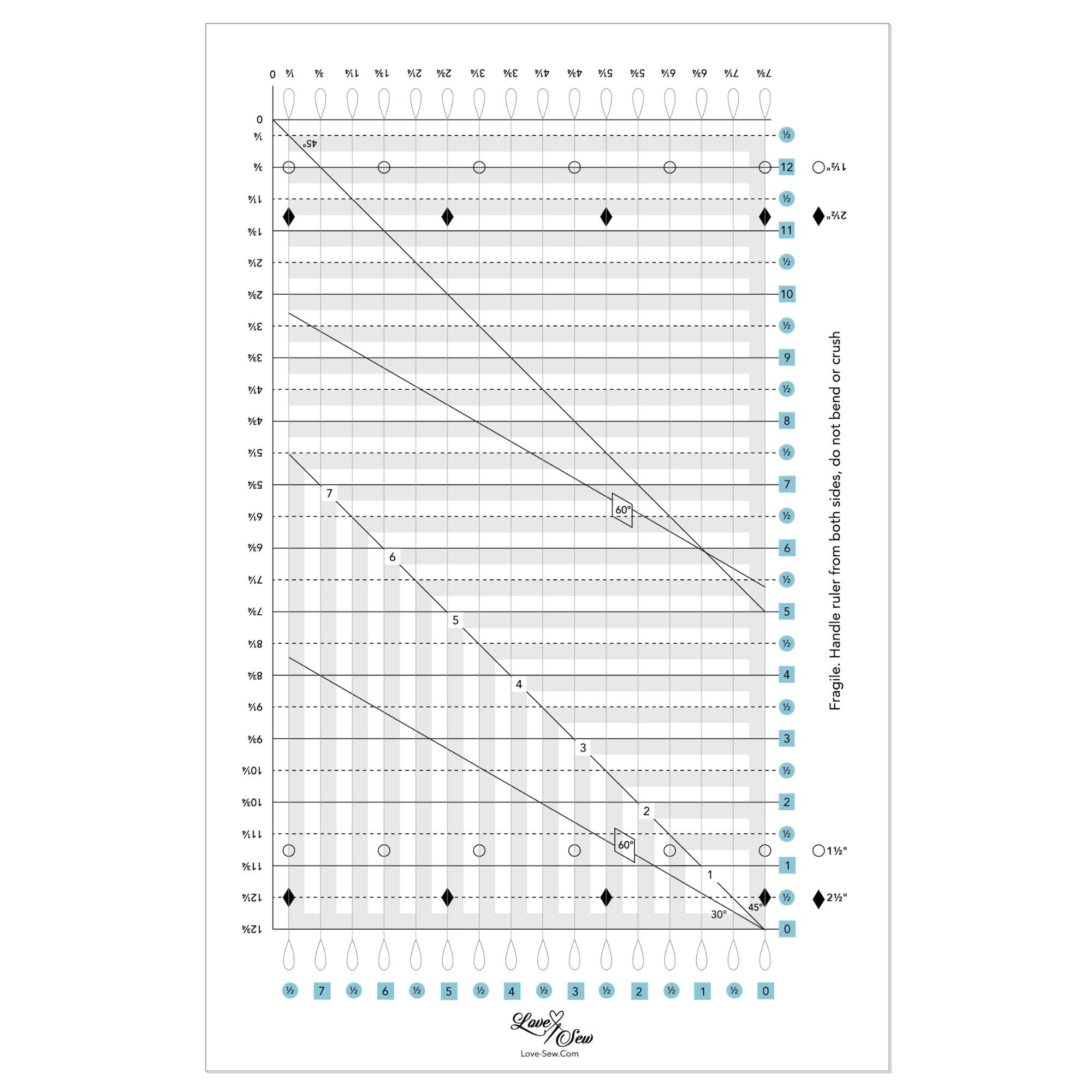 Love Sew Rulers (Small Slotted Ruler)