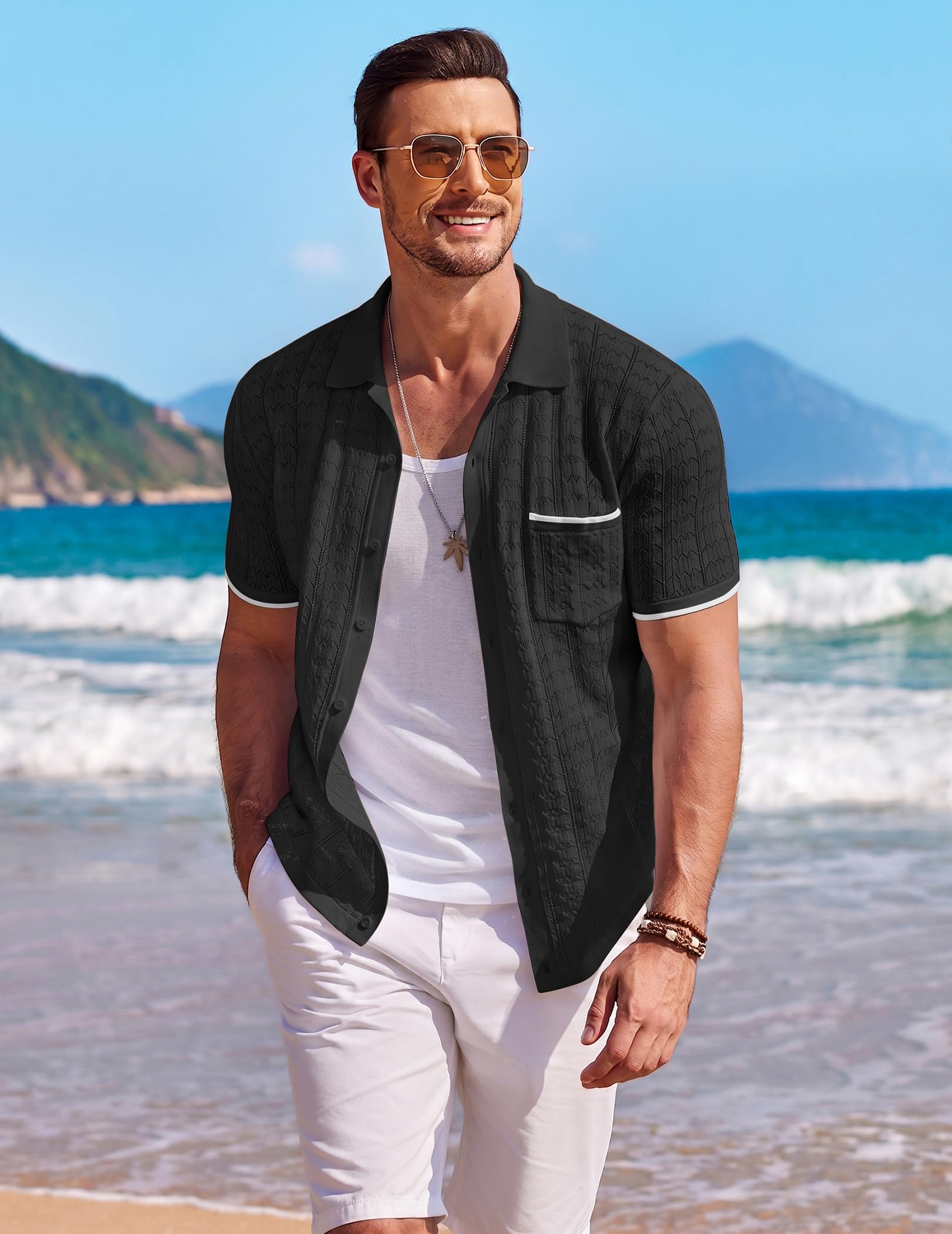 Coofandy Ztj009288 - Camicia Classica con Bottoni da Uomo