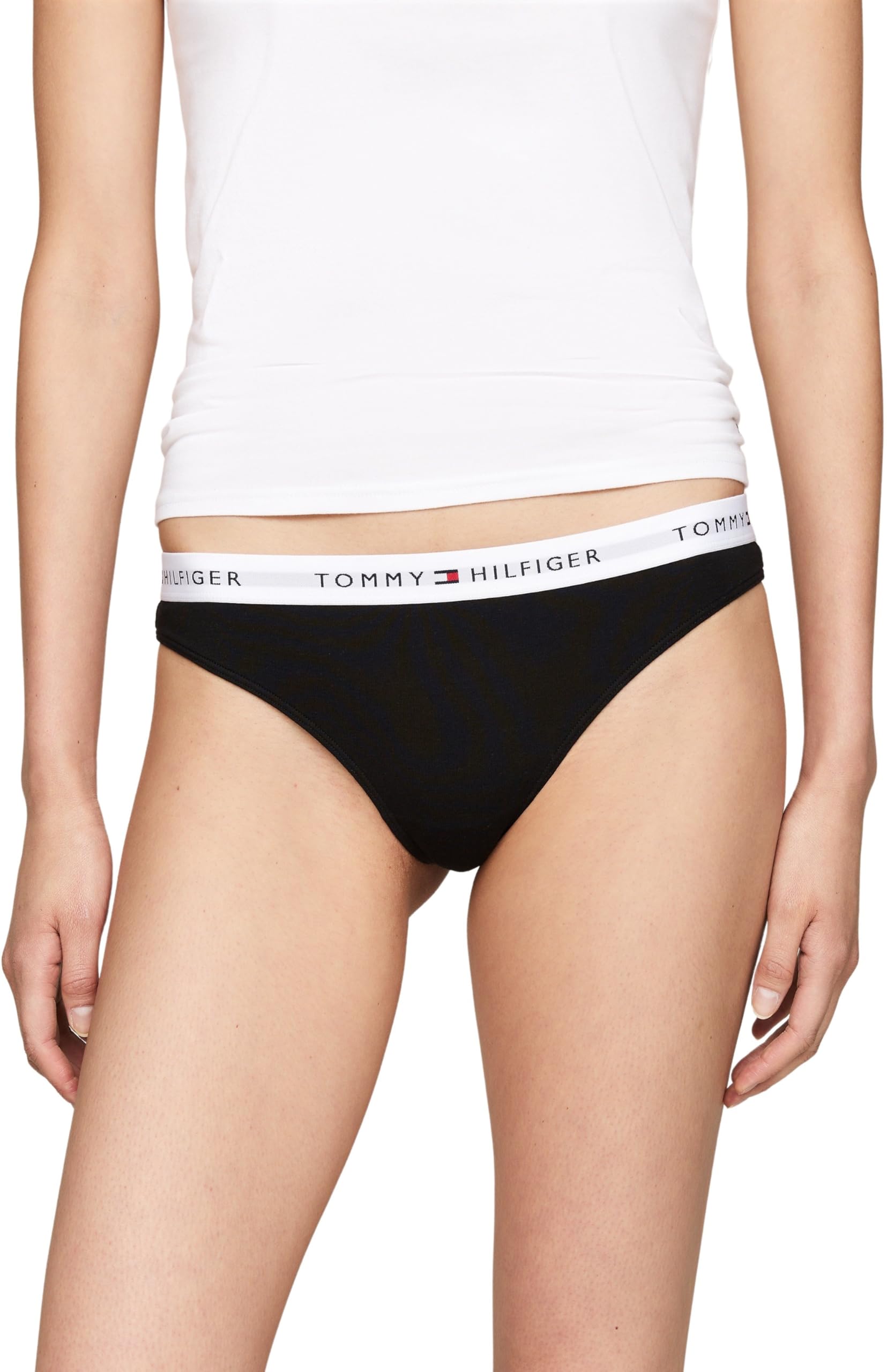 Tommy Hilfiger Braguitas Tipo Tanga Mujer Pack de 3 Thongs Ropa Interior, Negro (Black/Black/Black), S
