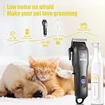 Pantoufles pour chien pour le grooming, kit de groomage pour cheveux épais et manteaux/bruit faible Rasoir sans fil rechargeable pour chien avec pince à la patte & Gros chats