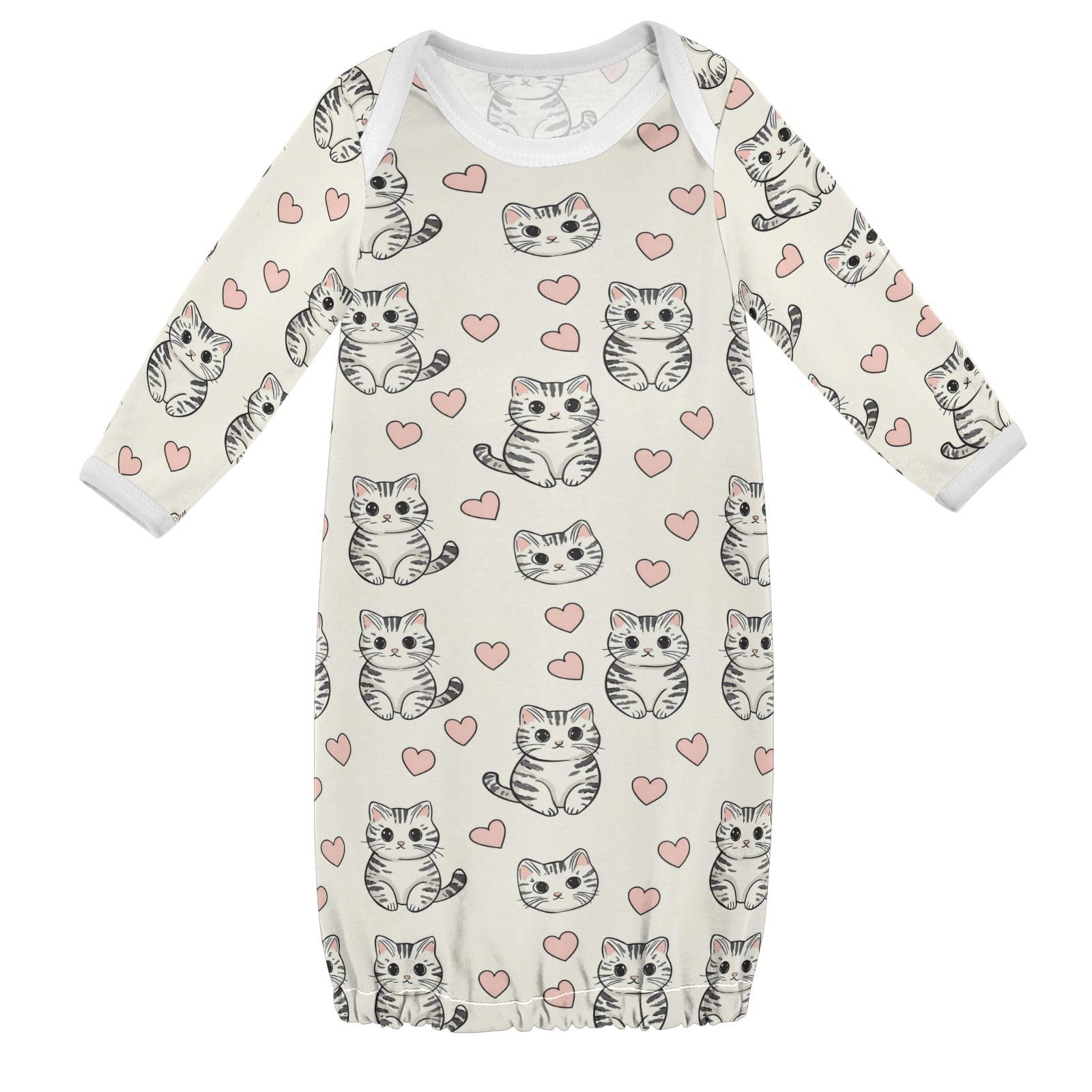 vvfelixl Baby Sleeper Gown for Newborn Boy Girls Cute Cartoon Shorthair Cat Infant Nightgown for 0-3 Months Multicolor