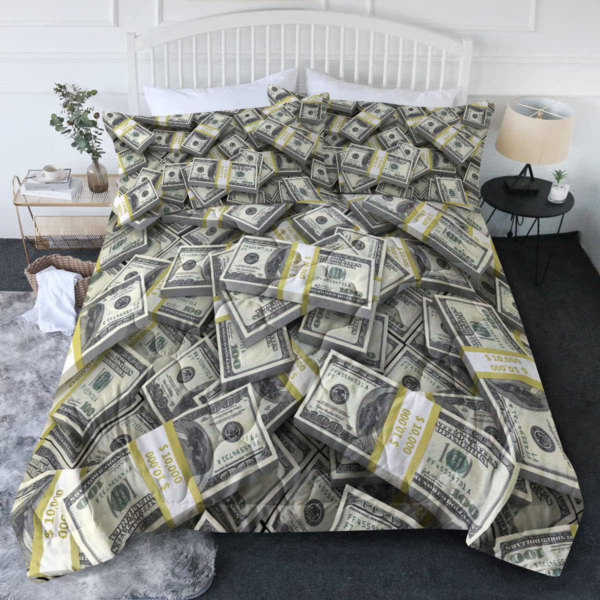 BlessLiving Money Design Comforter Set Modern One Hundred