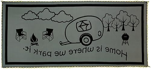 Miniatura 4 de Stylish Camping - Tapete con borde iluminado LED, 8 pies x 18 pies, negroblanco