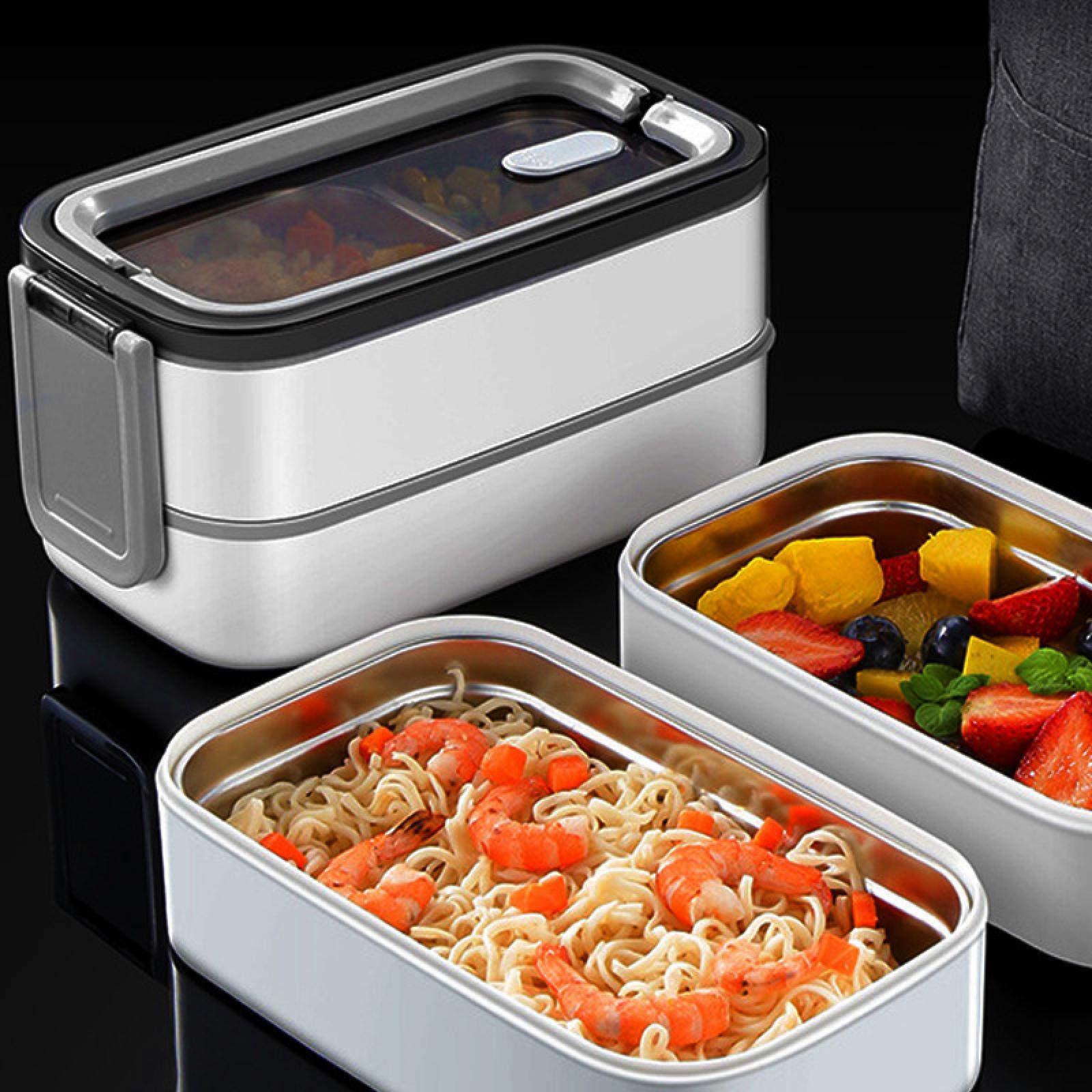 Fiambrera con aislamiento de agua de acero inoxidable 304, caja sellada for conservación de alimentos frescos, caja bento de doble compartimento, fiambrera portátil for horno de microondas, fiambrera
