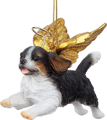 Miniatura 44 de Design Toscano Pitbull Dog Angel - Adorno navideño para árbol de Navidad, 4 pulgadas, resina de piedra fundida, acabado marrón y dorado Marrón