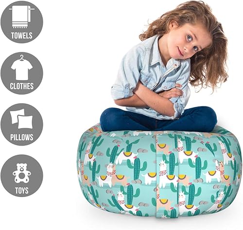 Miniatura 234 de Lunarable Silla de almacenamiento para adolescentes, coloridos patines de estilo retro, para actividades juveniles, para niñas y niños, divertido