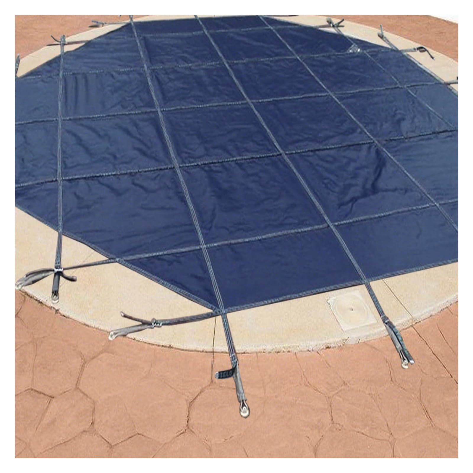 Couverture de Piscine Bâche De Protection Personnalisable pour Piscine Enterrée, Protection Hivernale Ronde pour Piscine De 0,9-10,7m De Diamètre, Prévention des Noyades(Blue,2.1m(7 ft))