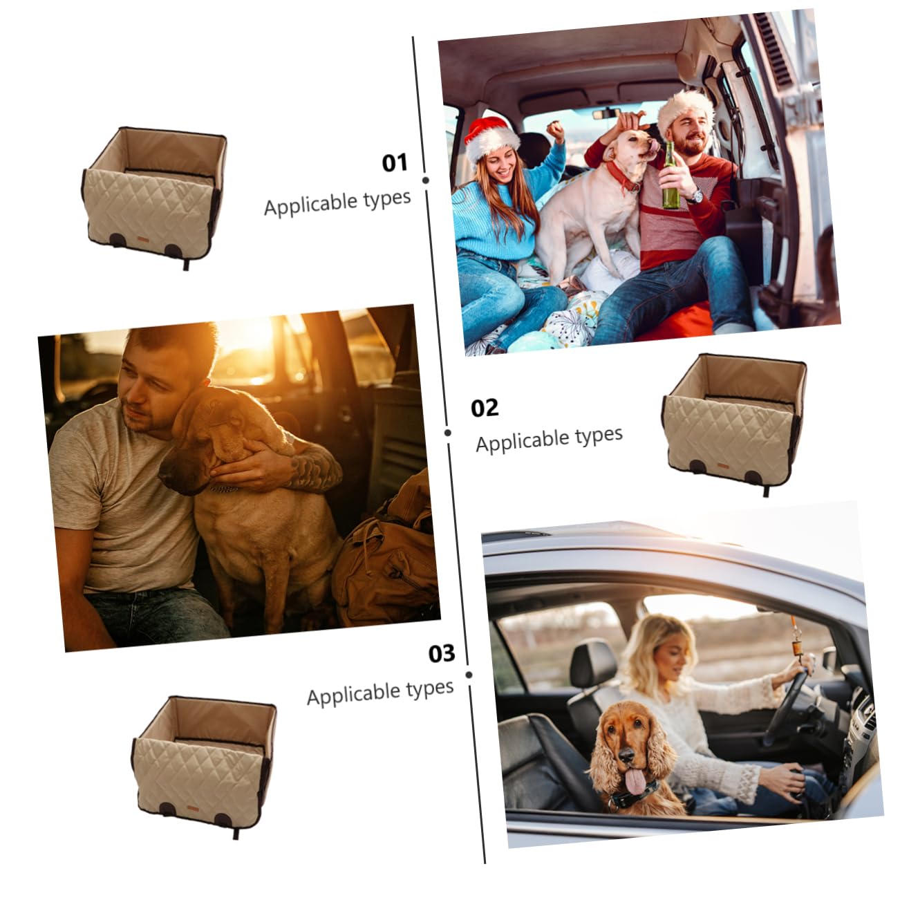 FRCOLOR Cojín para Asiento de Coche para Perros y Gatos Beige