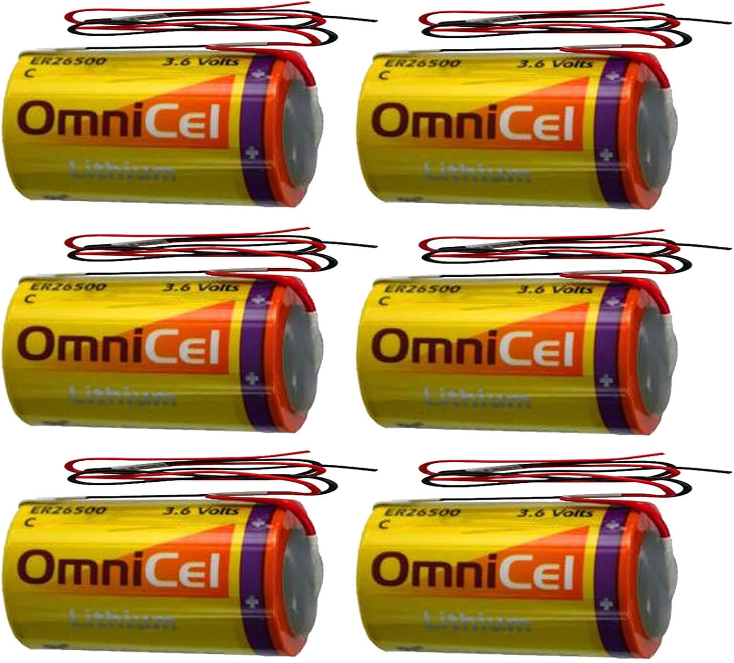 6x OmniCel ER26500 3.6V 8.5Ah Size C Lithium Battery with