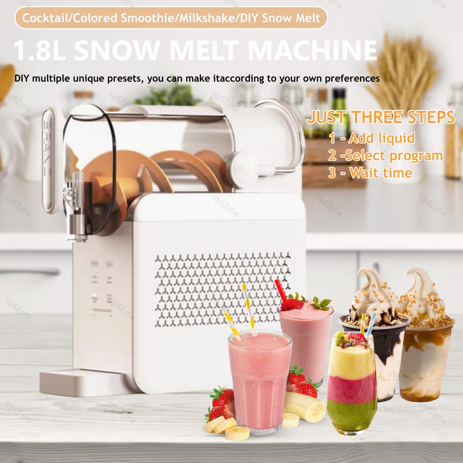 Margarita Maschine für Zuhause, kein Eis nötig, 5 Voreinstellungen, Auto-Clean, LED-Display, Cocktails, Frappés & mehr, Weiß