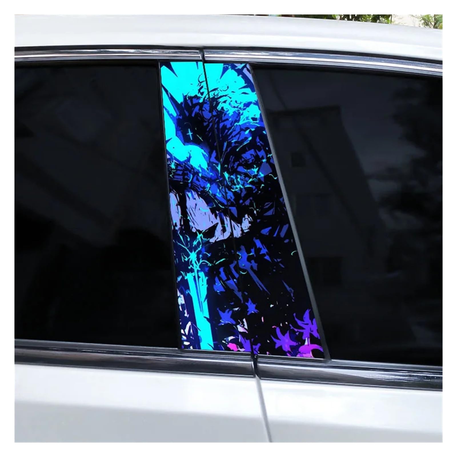 Car Side Decals 2pcs Neon Armor Blade Shadow Car Center Column Stickers Anti-Scratch Interesting B-Pillar Decal(Style C)