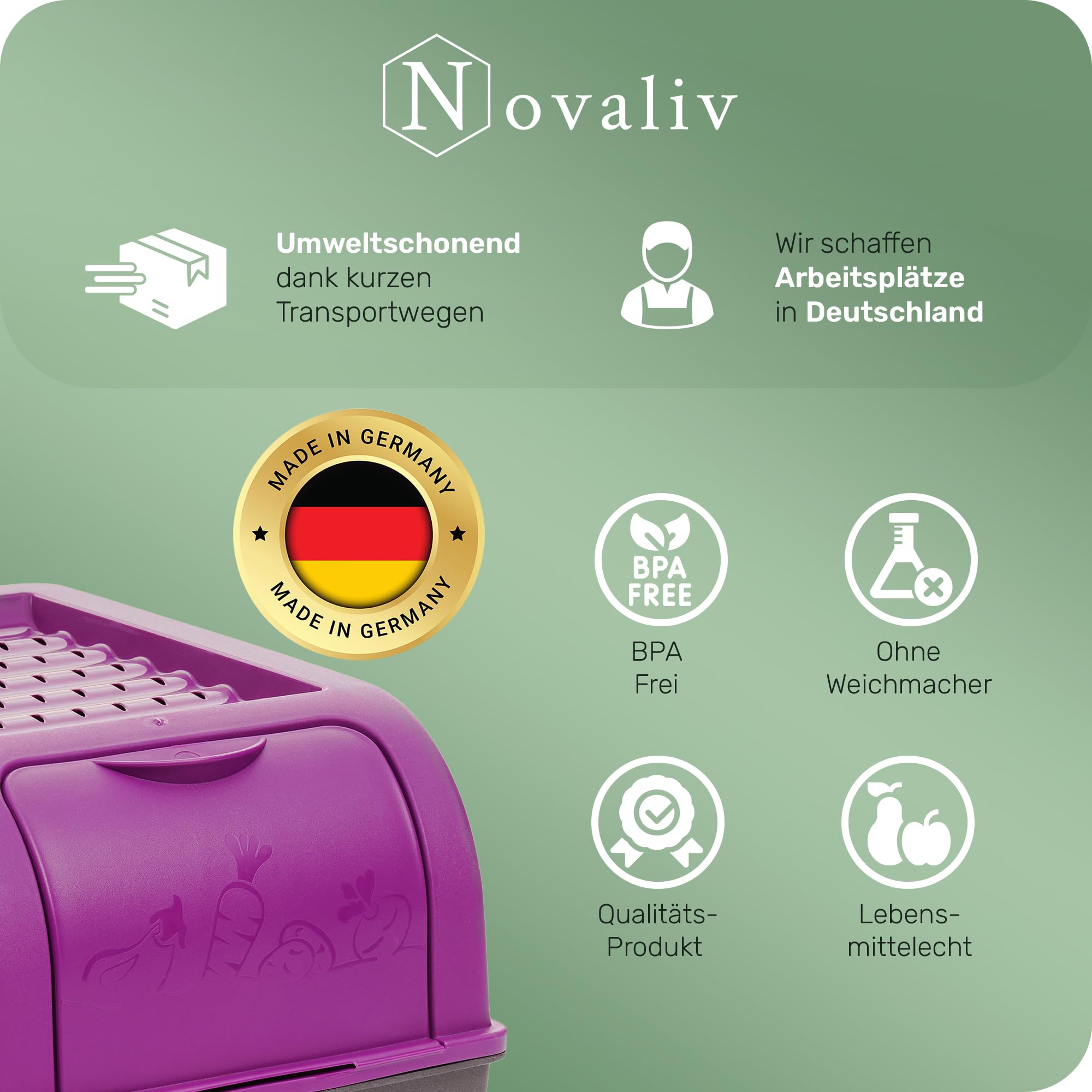 Novaliv Kartoffel Aufbewahrungsbox | 3X groß 9L | LILA | Zwiebelbox | Gemüsebox stapelbar Kartoffelbox Zwiebel Aufbewahrung Kartoffelkorb Obstbehälter Kartoffelkiste Frischhaltedose