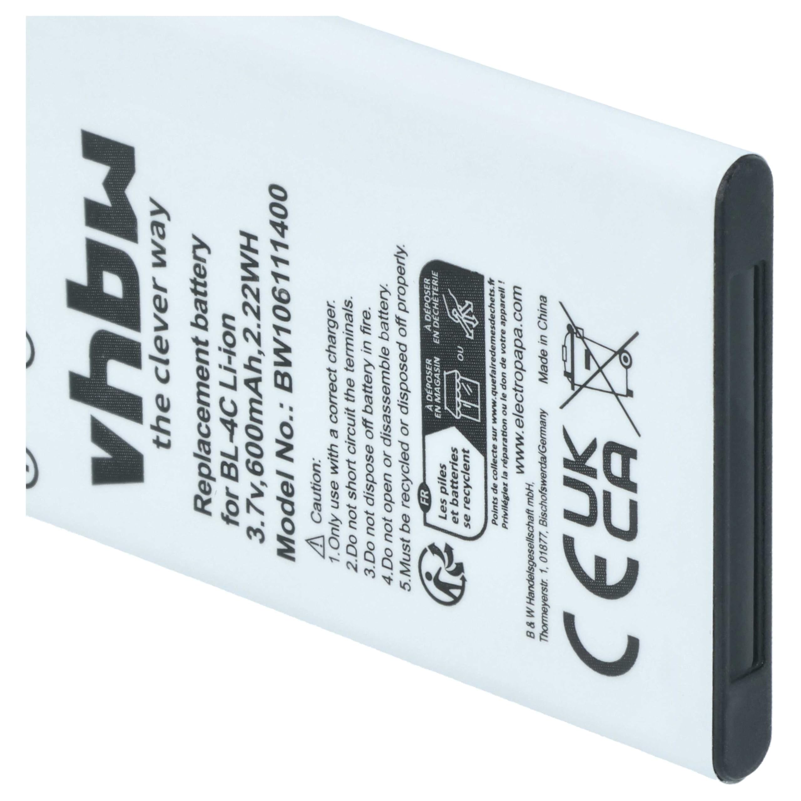 vhbw 5x batteria compatibile con Brondi Fox, President, Window smartphone cellulare (600mAh, 3,7V, Li-Ion)
